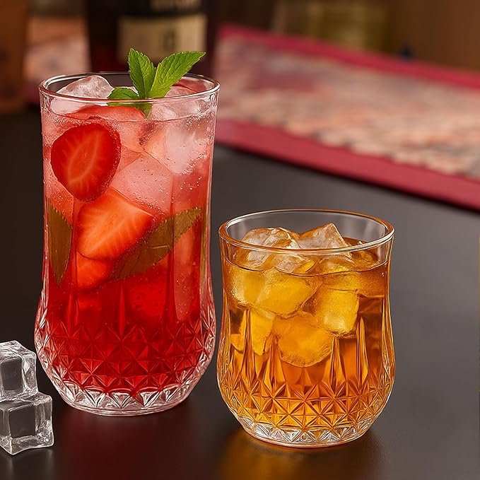 Ruckae Drinking Glasses Set of 8, 11 oz and 7 oz Kitchen Water Glass Cups Set - Image 7