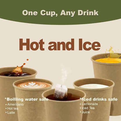 12 oz 200 Pack Disposable Coffee Cups, Bulk Brown Disposable Paper Cups - Image 6