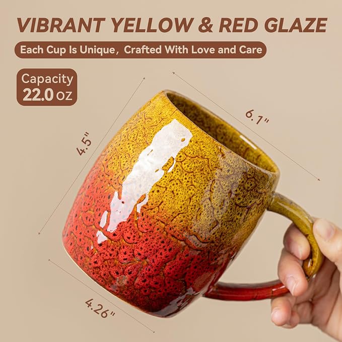 Handmade 22oz Ceramic Coffee Mug, Ergonomic Large Handle, Ideal Gift - Image 9