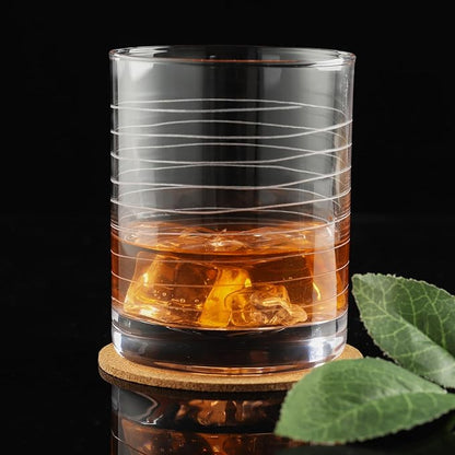 Joeyan Hand Blown Etched Whiskey Glasses, Old Fashioned Tumblers - Image 2