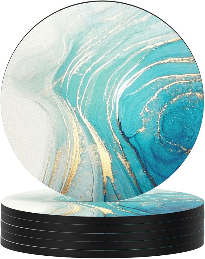 Nipichsha Coasters for Drinks, Kitchen Home Decor Housewarming Gift, Round 4 in by Nipichsha