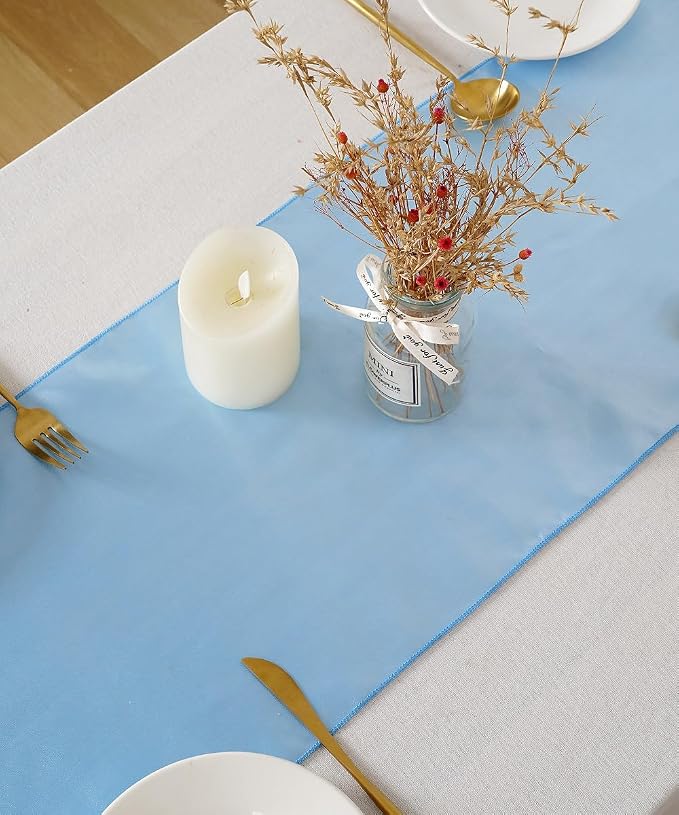 Baby Blue Table Runners 20 Pack 12x108 inch Silk Satin Smooth Fabric | Satin - Image 6