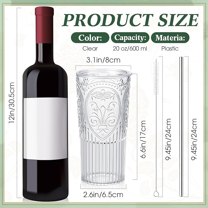 4 Set 20oz Vintage Plastic Tumbler - Image 2