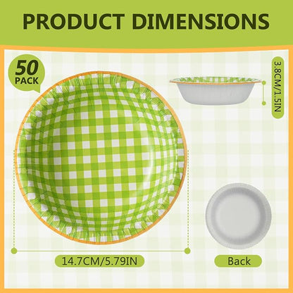 50 Pcs Small Paper Bowls, 8 oz Disposable Gingham Bowls, Soak Proof, Cut Proof - Image 2