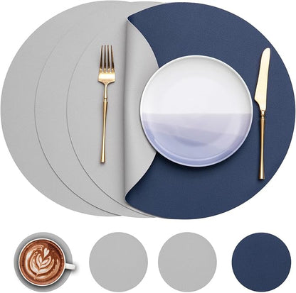 Myir JUN 15 Inches Round Placemats Set of 4 Faux Leather Place Mats | by MyirJUN
