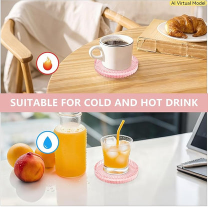 VIBRATITE 4 Inch Glass Coasters Set of 4, Crystal-Like Appearance - Image 5