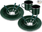 Nuogo 12 Pcs Enamel Camping Tableware Set Dinnerware Kit Includes 12 oz Coffee Mugs Camping Plates Bowls and Utensils Set with Knife Fork Spoon for 2 People Hiking Picnic Outdoor