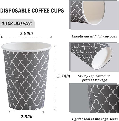 Lamosi Coffee Cups 10 oz 200 Pack, Disposable Paper Coffee Cups, Hot Cups | - Image 2