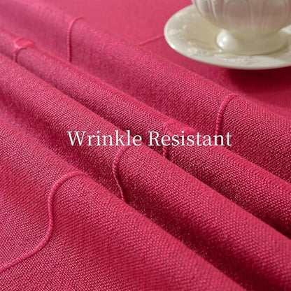 Zobesta Red Table Cloth Rectangle Table 70 x 53 Inch, Cotton Red Linen Tablecloth Rectangle Heavy Weight Washable Soft Boho Tablecloth for Outdoor, Party, Holiday, Picnic, Dining