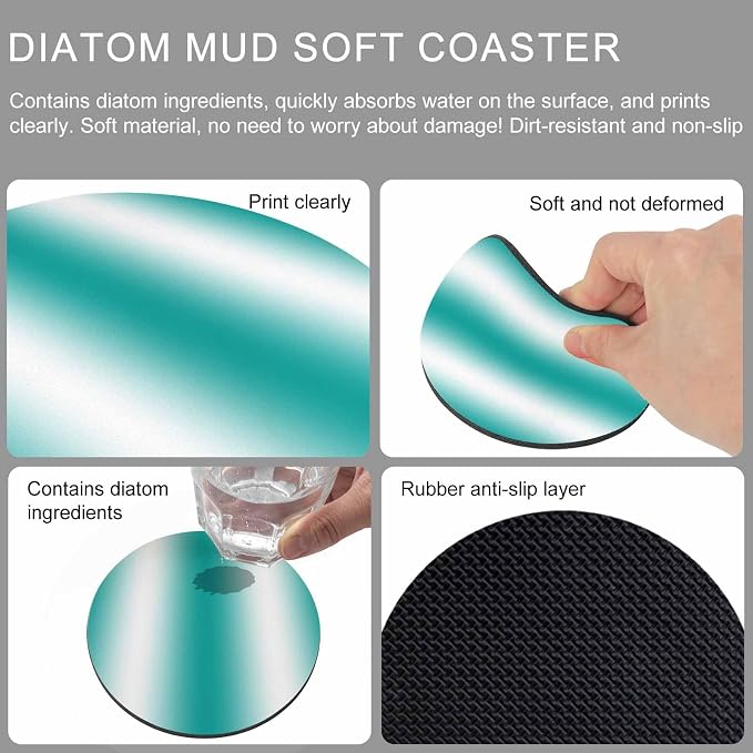 Ombre Teal Green Coasters Set of 2, Modern Minimalist Geometric Gradient Color - Image 9