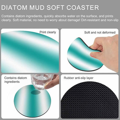 Ombre Teal Green Coasters Set of 2, Modern Minimalist Geometric Gradient Color - Image 9