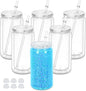 16 Oz Plastic Snowglobe Tumbler, 6 Pack Pre-Drilled Double Wall Plastic Clear by Maucircol