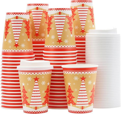 Tamone 100 PACK Christmas Cups 12OZ Disposable Coffee Cups by InjectingCreativityandBeautyintoModernLife
