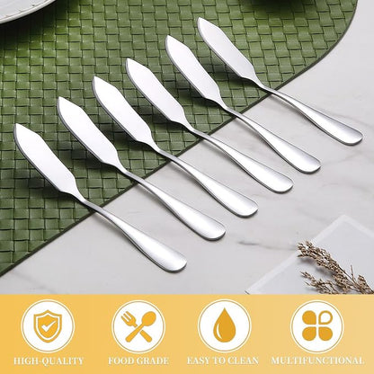 Berglander Stainless Steel Butter Knives Set of 6Pcs, 5.7" Butter Spreader - Image 3