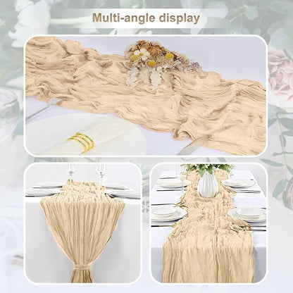 6 Pack Nude Cheesecloth Table Runner 35x120 Inch 10Ft Rustic Gauze Cheese Cloth - Image 6