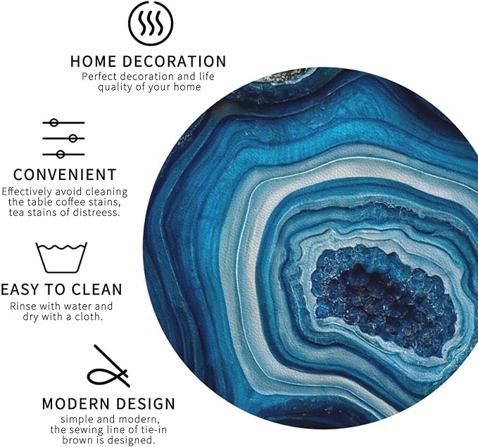 Agate Marble Blue Coasters Set of 6 Coasters - Image 4
