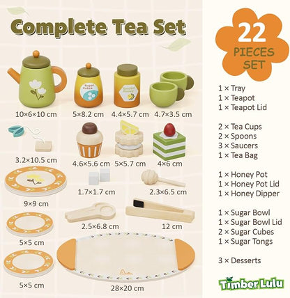 Wooden Tea Party Set for Toddlers 3-5 - Image 8