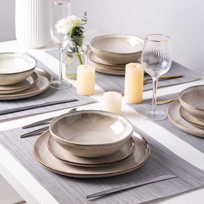 AmorArc Ceramic Plates Set of 6, 8.5 Inch Stoneware Small Dinner Plates Set | - Image 7