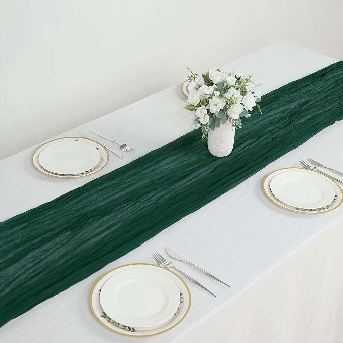 Efavormart 10ft Hunter Emerald Cheesecloth Table Runner - Image 6