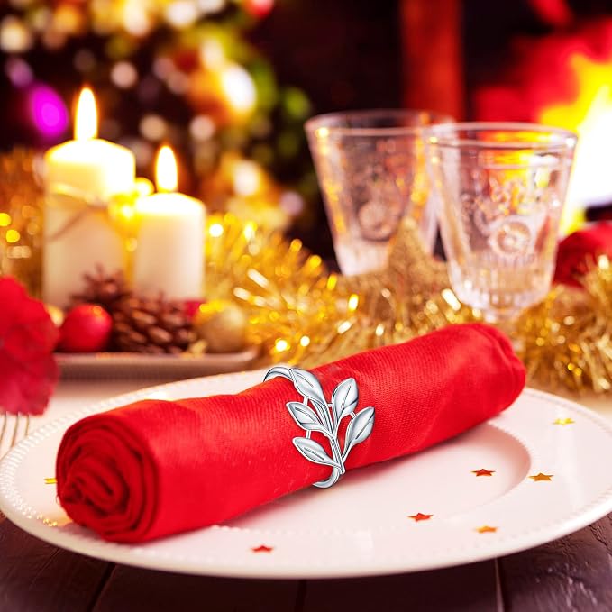 WILLBOND Leaf Napkin Rings Holders Fall Party Napkin Rings - Image 3