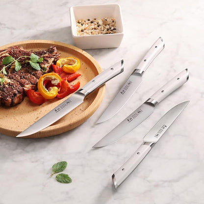 Cangshan HELENA Series German Steel Forged 4-Piece Fine-Edge Steak Knife Set (White)