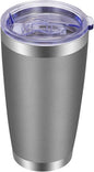 VEGOND 20oz Tumbler with Lid and Straw Stainless Steel Tumbler Cup Vacuum Insulated Double Wall Travel Coffee Mug Powder Coated Coffee Cup(Grey 1 Pack)