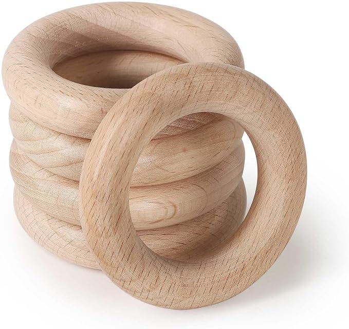 FoDau770 5pcs Natural Beech Wooden Rings, Unfinished Solid Wood Rings Heavy by FoDau770