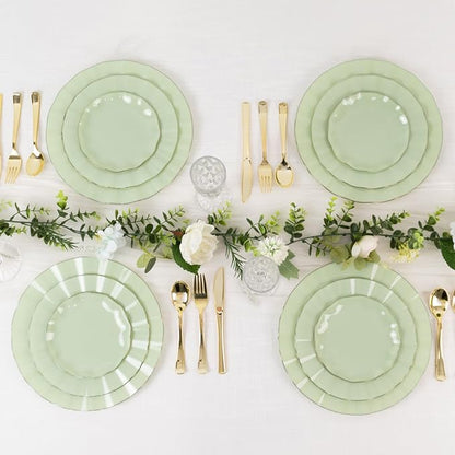 Efavormart 10 Pack | Sage Green 9" Round Plastic Dessert Salad Plates, - Image 8