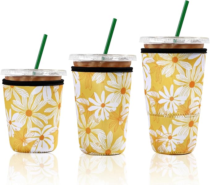 Cobetech Iced Coffee Sleeve Reusable, 3 Pack Neoprene Coffee Cup Sleeves by Unknown