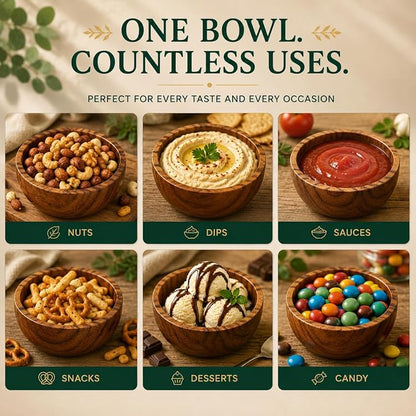 Acacia Wood Bowls: Handcrafted, 6 Bowls of 3.75-inch, 0.25 liters Capacity Each - Image 3