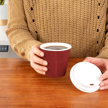 Restaurantware Ripple Wall Coffee Cups 500 Count 8 Ounce Insulated Crimson - Image 12
