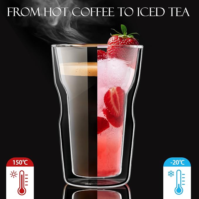 Joeyan Double Wall Glass Tumbler, 16.9oz Tall Insulated Drinking Highball - Image 3