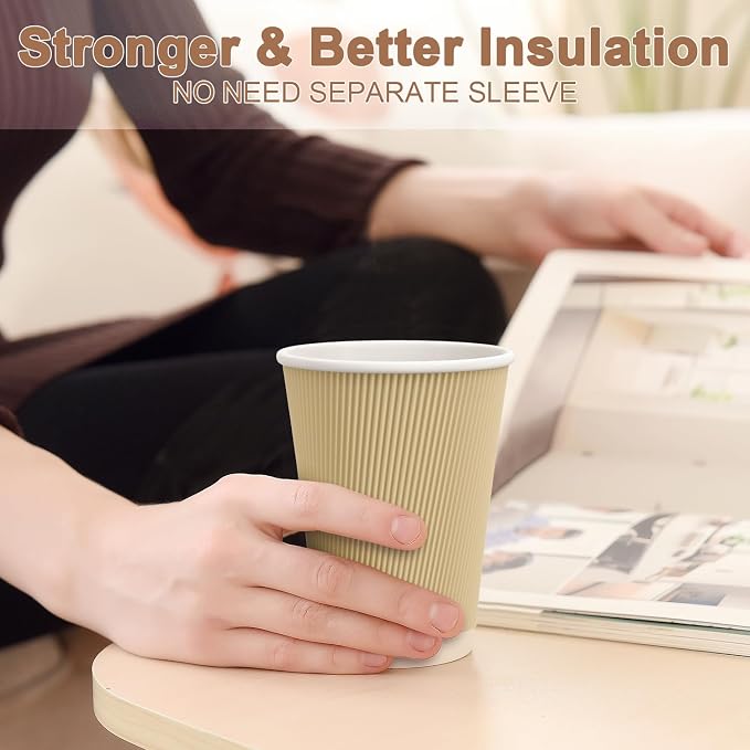 Hot Paper Cups 150 Pack Coffee Cups, Paper Coffee Cup 12 oz Disposable - Image 6