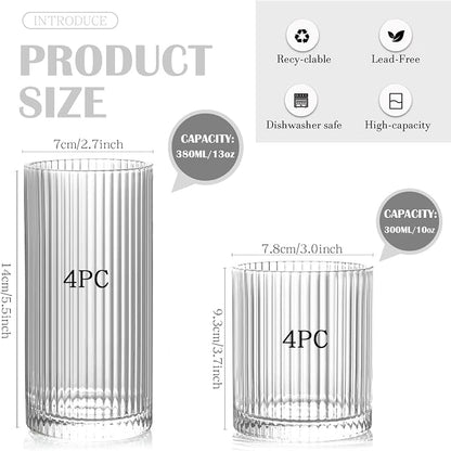 Ribbed Drinking Glasses Set of 8 - Image 2