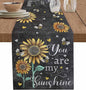 Farmhouse Sunflowers Table Runners 60 Inches Long, Cotton Linen Fabric Table by Edwiinsa