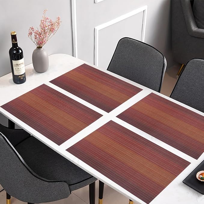 PIGCHCY Placemat,Washable Woven Non-Slip Insulation Durable Placemat Vinyl Table Mat Set of 6 (Scarlet Red)
