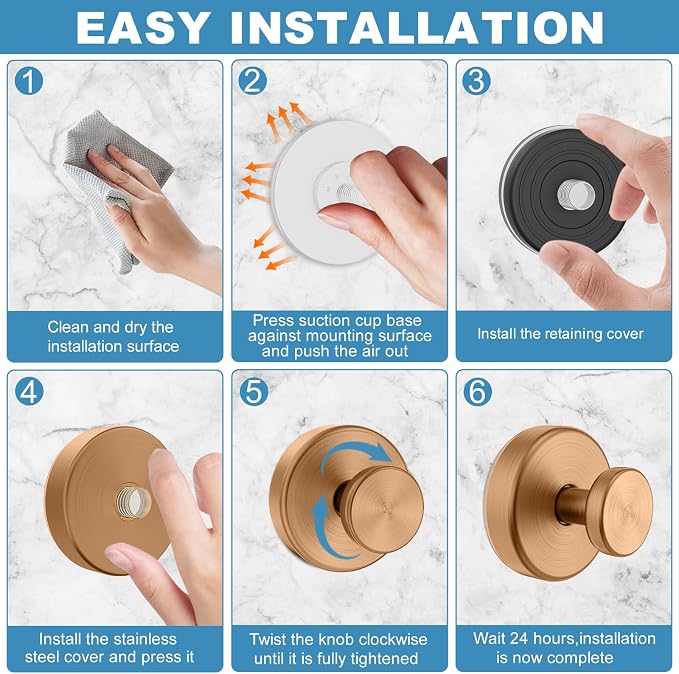 Suction Cup Hooks for Shower, No Drill Towel Hooks for Bathroom | Shower Hooks - Image 5