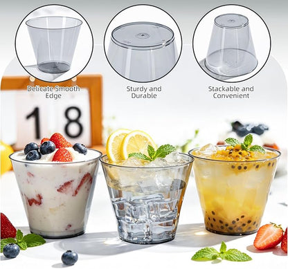 50 Pack 9oz Transparent Black Plastic Cups, Fancy Disposable Cocktail Cup | - Image 4