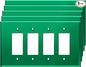 LIDER Reflective Acrylic Decorator Wall Plate, Mirrored Light Switch Plate, Plexiglass Outlet Cover, Acrylic Glass, Oversized 4-Gang 5.25" x 8.88", LWP-34O-AGR5P, Green, 5 Pack