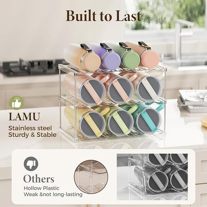 LAMU Stackable Water Bottle Organizer Holder Tumbler Cup Storage Rack | 3 Tier - Image 6