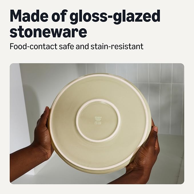 Amazon Basics Glazed Stoneware Dinner Plates, Ceramic 4-Piece Set, Microwave - Image 3