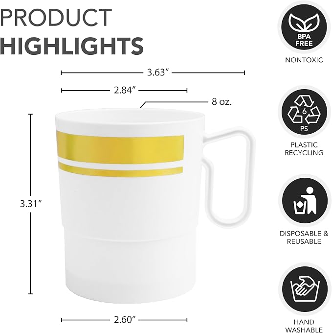 Party Essentials 8-Ounce Hard Plastic Coffee Cup/Tea Mug - Image 3