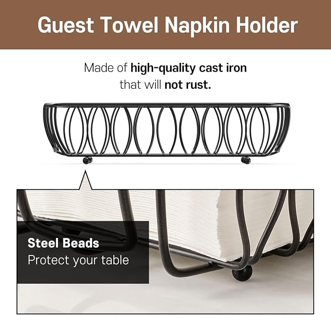 Guest Hand Towel Holder Tray for Bathroom Countertop, Powder Room & Vanity Use - Image 6