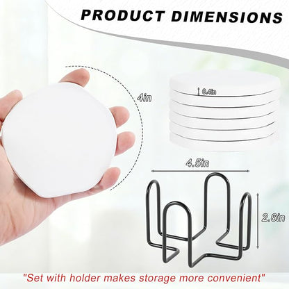 Azhou 6Pcs Absorbent Diatomaceous Earth Coasters Set - Image 4