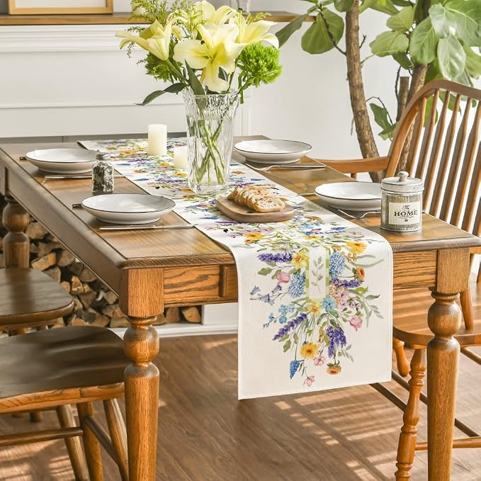Artoid Mode Bloom Flowers Tulip Spring Table Runner, Seasonal Easter Holiday - Image 4