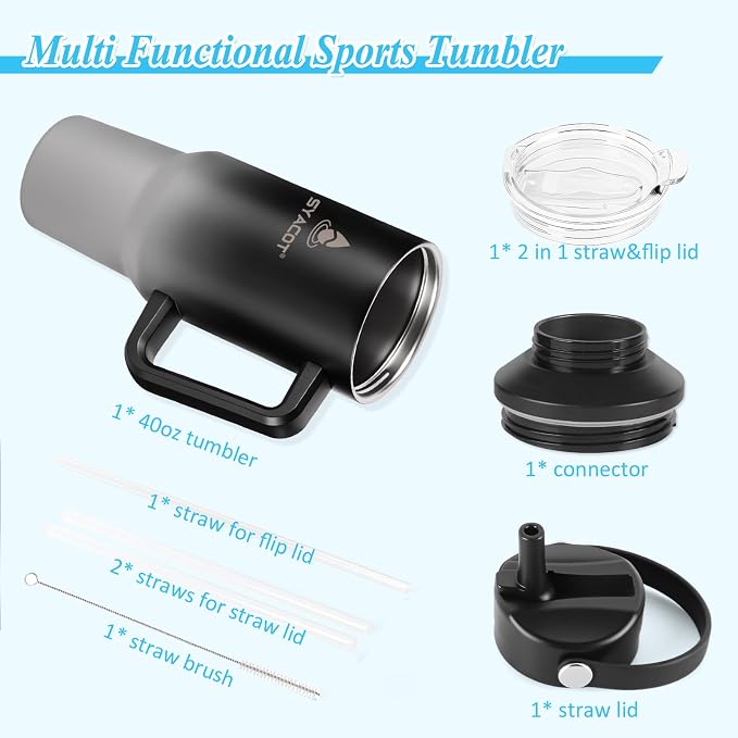 40 oz Tumbler with Handle and Straw or Convert to 40 oz Insulated Water Bottle - Image 7