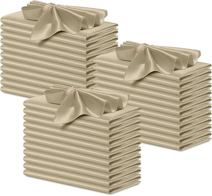 P Pothuiny 50 Pcs Beige Satin Napkins 17 x 17 Inch, Satin Cloth Napkins | by P+Pothuiny