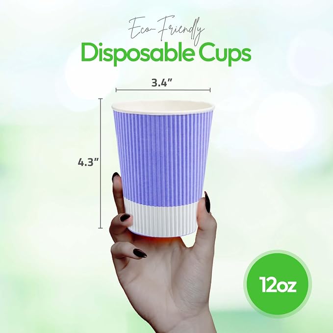 12 oz Light Purple Paper Coffee Cup - Image 5