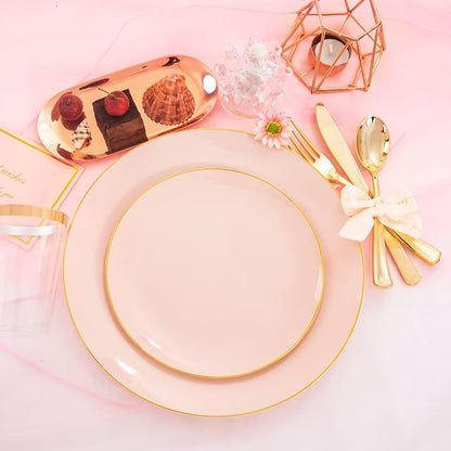 LIYH 180 Pcs Pink Plastic Plates - Image 6