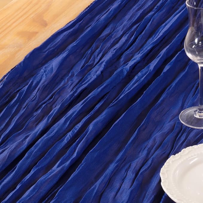 DeZerlor Royal Blue Cheesecloth Table Runners 2 Pack Summer Boho Runners | - Image 5